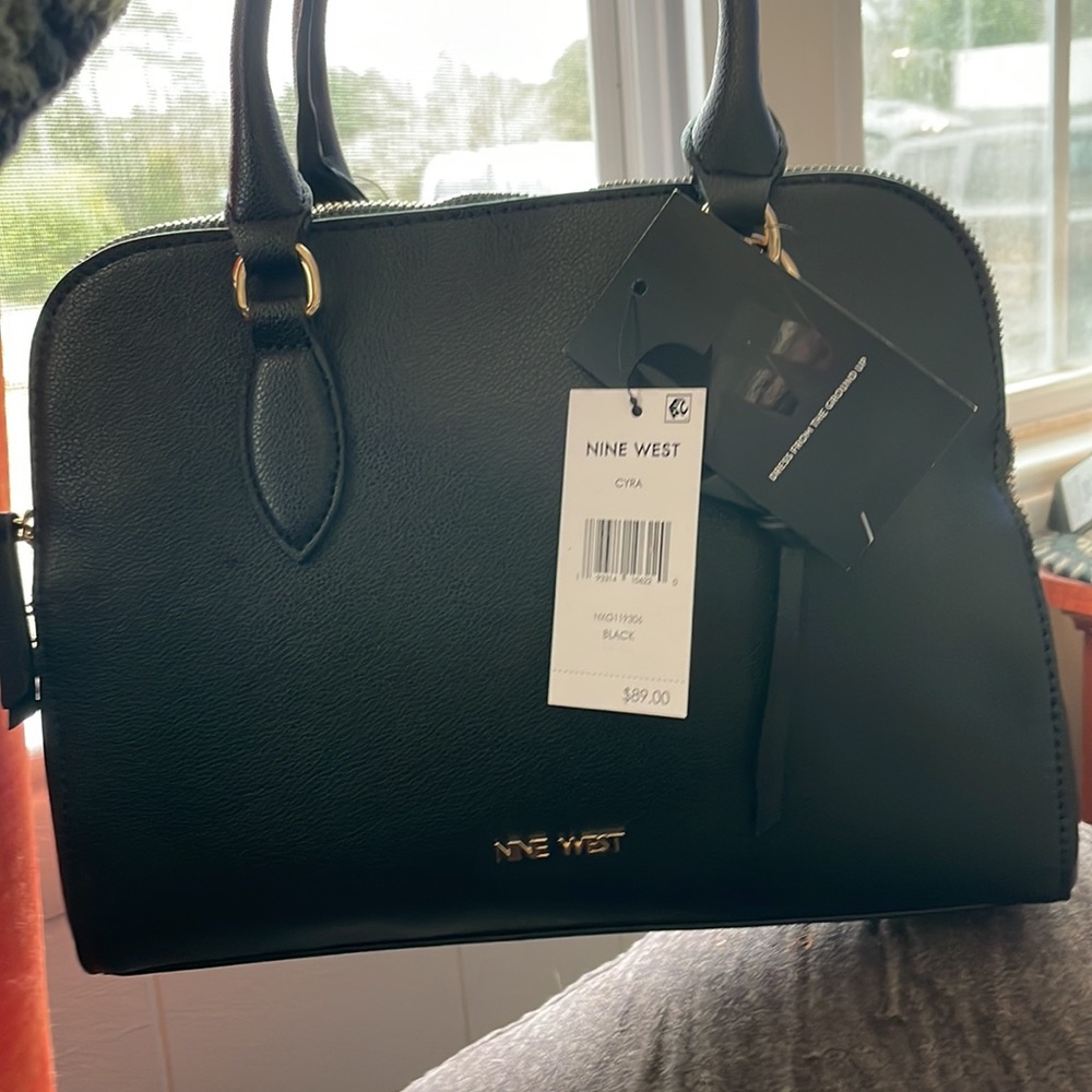 ** sold on ebay*** NINE WEST BLACK CYRA A - LIST SATCHEL CROSSBODY PURSE NWT - Picture 6 of 6